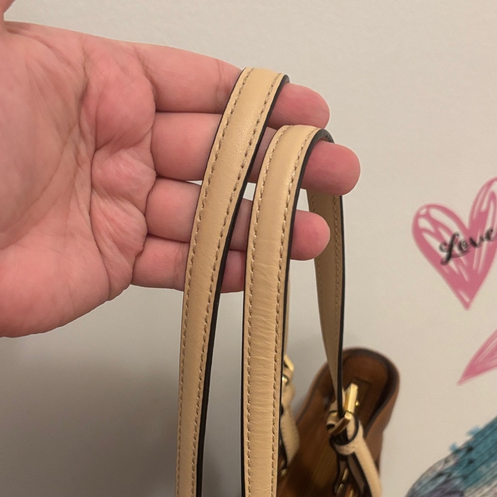 Michael Kors Brown Leather Tote with Beige Straps - Picture 4 of 5